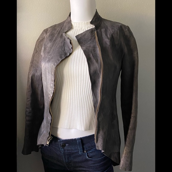 BLUR Leather Distressed Jacket  Size 40 US 0-2 - Picture 2 of 15